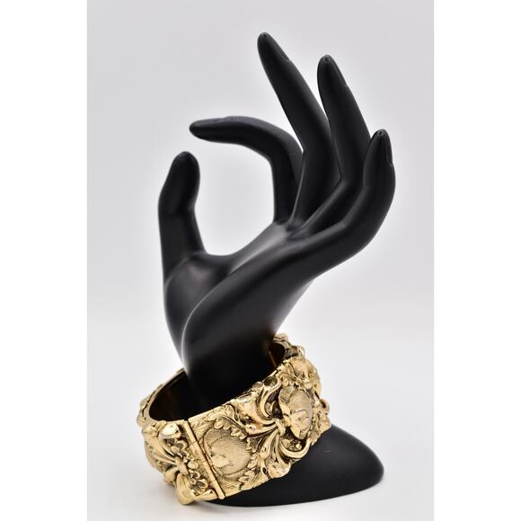 Whiting & Davis Vintage Bangle Bracelet Intricate Gold Chunky Signed 1950s Bin7 - Picture 7 of 12